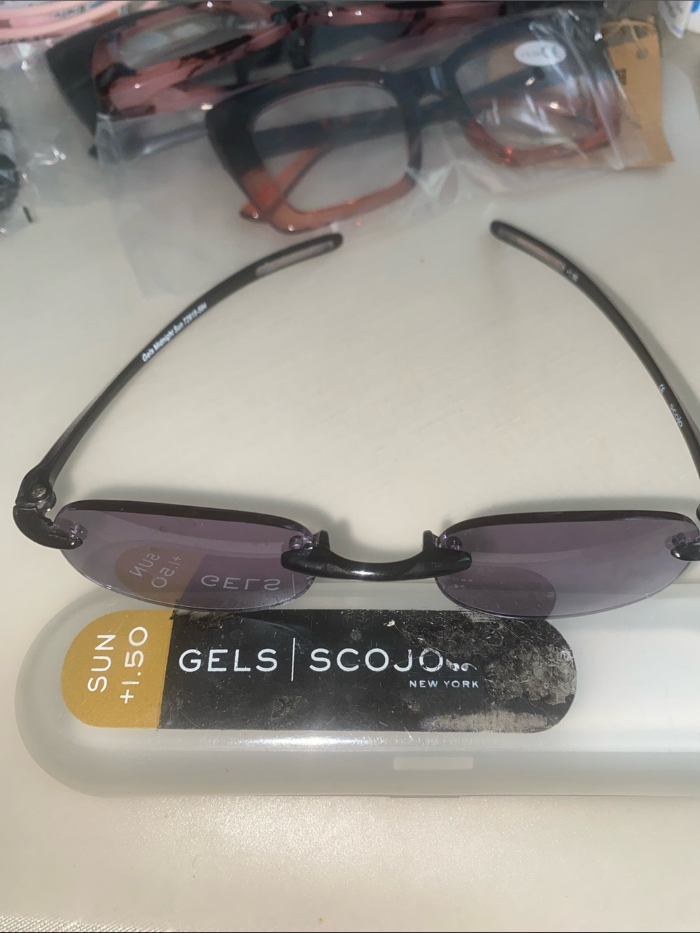 Women’s Rimless Sunglasses - Black Frame with tinted Lenses (unisex) with case